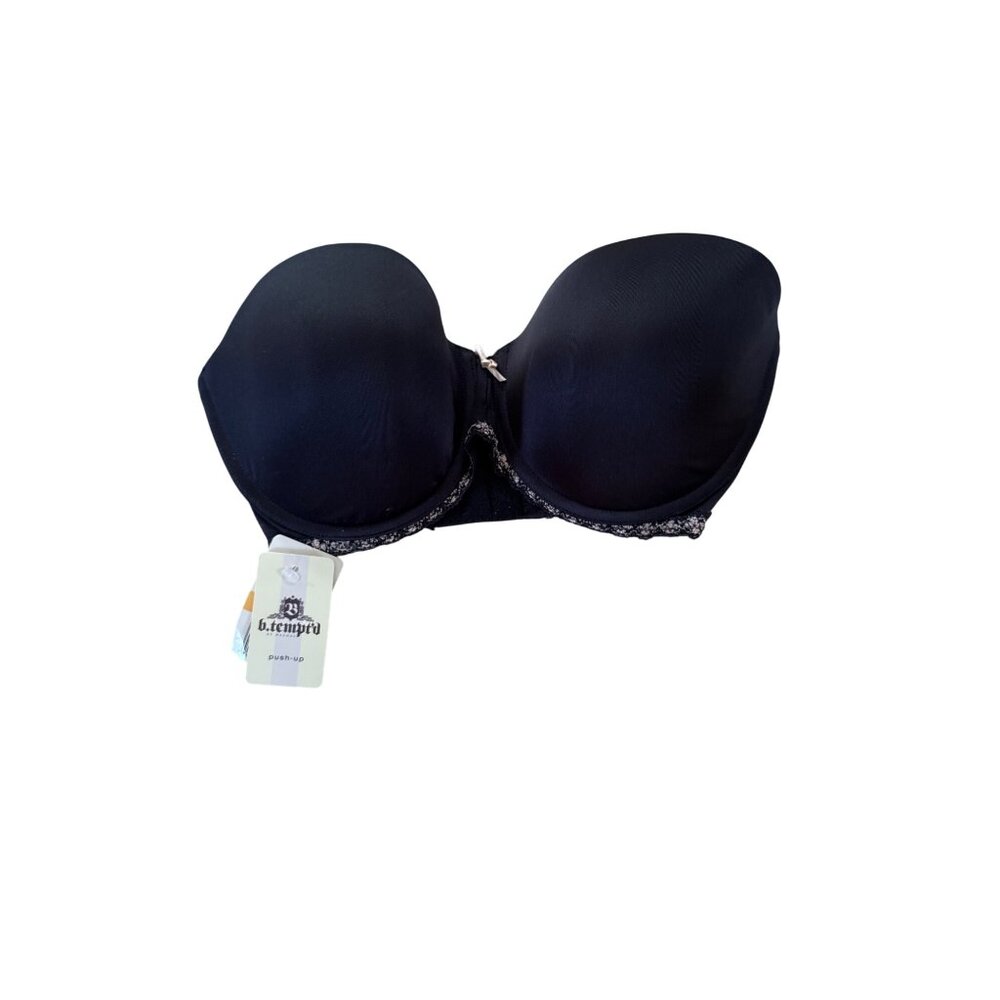 BTemptd Bra Womens 32DD Push Up Black Strapless Adjustable